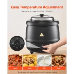 VEVOR Electric Soup Warmer, 10QT Commercial Soup Kettle With 304 Stainless Steel Detachable Insert Pot, 95~176°F Adjustable Temperature, Black -Vevor GUEST aaa641e1 604e 40c8 b247 4291edb32193