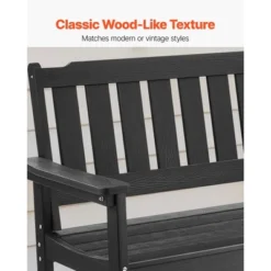 VEVOR Outdoor Bench, 50.5 Inch, 800 Lbs Weight Capacity For 2-3 Persons, Weatherproof Plastic Frame With Backrest And Wide Armrests, Black -Vevor GUEST aae94cdc aa75 46d7 839e bba4dc5546a7