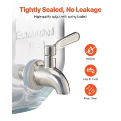 VEVOR Beverage Dispenser, 3 Pack 1 Gallon Drink Dispensers For Parties, Glass Juice Dispenser With Wood Stand, Stainless Steel Spigot,Infuser, Clear -Vevor GUEST aafa1e62 691b 4054 8a83 35c85f6854ac