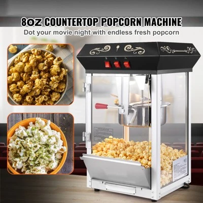 VEVOR Popcorn Maker, 850W Popcorn Popper Machine, 8 Oz Kettle Makes 48 Cups Per Batch, Countertop Popcorn Maker With Tempered Glass, Black 2 VEVOR Popcorn Maker, 850W Popcorn Popper Machine, 8 Oz Kettle Makes 48 Cups Per Batch, Countertop Popcorn Maker With Tempered Glass, Black - Image 2