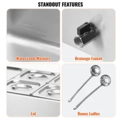 VEVOR 24QT Commercial Food Warmer, 5-Pan Electric Steam Table, 1200W Professional Countertop Stainless Steel Buffet Bain Marie With 86-185°F Temp -Vevor GUEST ab692242 7832 4d2d bd6e 658c1c04df38