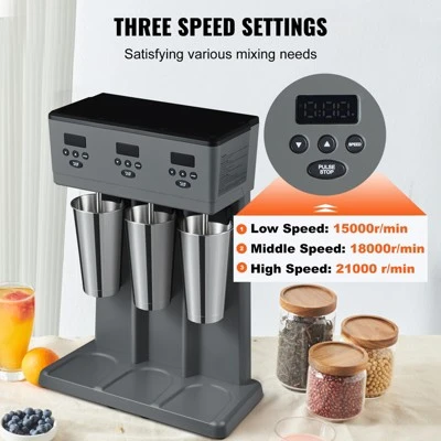 VEVOR Milkshake Maker, 375W X 3 Electric Milkshake Machine, Commercial Triple Heads Drink Mixer Blender, Intelligent Microswitch, Gray 5 VEVOR Milkshake Maker, 375W X 3 Electric Milkshake Machine, Commercial Triple Heads Drink Mixer Blender, Intelligent Microswitch, Gray - Image 5
