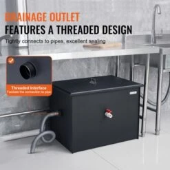 VEVOR Commercial Grease Trap, 40 LBS Grease Interceptor, Side Inlet Interceptor, Carbon Steel Grease Trap, 15.2 GPM Waste Water Oil-water Separator -Vevor GUEST aba910e9 9b6d 437c aaef 169e70aa44ff