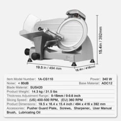 VEVOR Meat Slicer, 340W Electric Deli Food Slicer With 10" SUS420 Stainless Steel Blade And Built-in Sharpening Stone, 0-0.6 Inch Adjustable Thickness 14 VEVOR Meat Slicer, 340W Electric Deli Food Slicer With 10" SUS420 Stainless Steel Blade And Built-in Sharpening Stone, 0-0.6 Inch Adjustable Thickness -Vevor GUEST abcf65e3 f295 4d14 a91f 3f3c9245e6a8