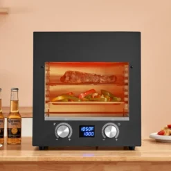 VEVOR Electric Steak Grill, 1800W Smokeless Infrared Electric Broiler, 1450°F Stainless Steel Steak Cooker With 6-Tier Adjustable Rack, Black