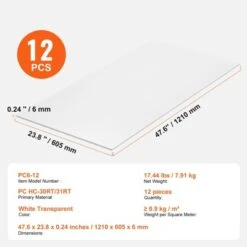 VEVOR 12 Pack Polycarbonate Greenhouse Panels, 2' X 4' X 0.24'' Roof Panels Sheets, Waterproof UV Protected Corrugated Plastic Roofing -Vevor GUEST acaeda2b ab53 421c 94fa 4b17f068d1b3