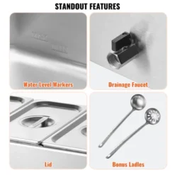 VEVOR 3-Pan Commercial Food Warmer, 17.4QT Electric Steam Table, 1200W Professional Countertop Stainless Steel Buffet Bain Marie -Vevor GUEST acd15fca aa4f 47cf 8678 095c198c5810