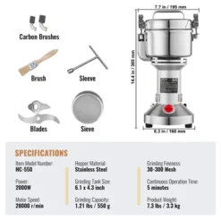 VEVOR 550g Electric Grain Mill Grinder, High Speed 2000W Commercial Spice Grinders, Stainless Steel Pulverizer Powder Machine -Vevor GUEST acd42d60 e8dc 4a6d 9908 c8734eb38950