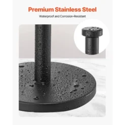 VEVOR Paper Towel Holder Countertop, Stainless Steel Kitchen Paper Towel Stand With Weighted Base And Suction Cups, Black -Vevor GUEST ace024a9 b5e5 46f4 a5b9 8bce85d3d319