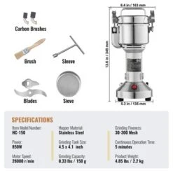 VEVOR 150g Electric Grain Mill Grinder, High Speed 850W Commercial Spice Grinders, Stainless Steel Pulverizer Powder Machine -Vevor GUEST ad5c79cc 988b 48cf aad6 0a0dd09104de