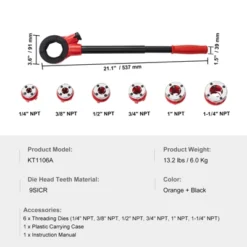 VEVOR Ratchet Pipe Threader Kit, 1/4" NPT - 1-1/4" NPT Manual Ratcheting Pipe Threader, Portable Pipe Threading Tool Set With 6PCS NPT Dies, 14 VEVOR Ratchet Pipe Threader Kit, 1/4" NPT - 1-1/4" NPT Manual Ratcheting Pipe Threader, Portable Pipe Threading Tool Set With 6PCS NPT Dies, -Vevor GUEST ad7a4f46 70b1 47a0 8383 c63b80c81f03