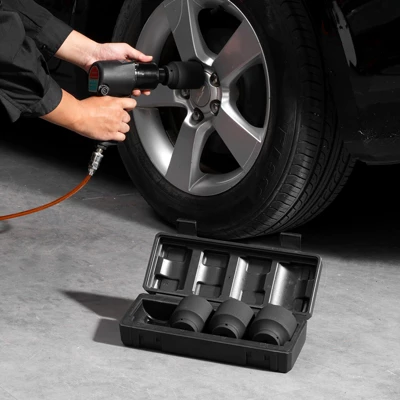 VEVOR Axle Nut Impact Socket Set, 1/2" Drive 6-Point 4-Piece SAE Spindle Nut Socket Set, CR-MO Heat Treated Large Socket Set With Storage Case Black 1 VEVOR Axle Nut Impact Socket Set, 1/2" Drive 6-Point 4-Piece SAE Spindle Nut Socket Set, CR-MO Heat Treated Large Socket Set With Storage Case Black