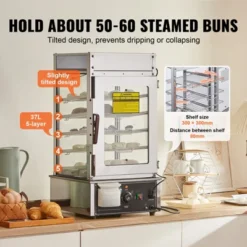 VEVOR Commercial Food Warmer Display, 5-Tier Food Steamer Bun Warmer Machine, 86℉~230℉ Temperature Control, Stainless Steel Steamed Buns Warmer -Vevor GUEST ae8565f6 e3b7 4d8e 98c4 f815667208b6