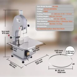VEVOR Electric Meat Bandsaw, 1100W Stainless Steel Countertop Bone Sawing Machine, Workbeach 19.3" X 15", 0.16-7.9 Inch Cutting Thickness, Silver -Vevor GUEST ae97daac 047b 4981 92b4 f850740fd81b