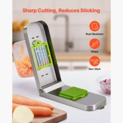 VEVOR Vegetable Chopper, Food Veggie Cutter With 3 Stainless Steel Blades, Onion Slicer With Container, Silver -Vevor GUEST aef6f02f 5c69 4768 9a9f 12ecbc97e1b5