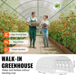VEVOR Walk-in Tunnel Greenhouse, 19.4x9.7x6.5 Ft Hoop House Greenhouse Tunnel With Galvanized Steel Frame, White PE Cover, 12 Windows -Vevor GUEST af06c977 41ee 4df4 aa21 4ce307928bbd