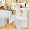 VEVOR Stretch Spandex Folding Chair Covers, Universal Fitted Chair Cover With Skirt, Removable Washable Protective Slipcovers, (4 PCS White)