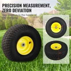 VEVOR Lawn Mower Tires With Rim, 15x6-6" Tubeless Tractor Tires, 2-Pack Tire And Wheel Assembly, S-Turf Pneumatic Tires, 3" Offset Hub, Black -Vevor GUEST af23c234 8a88 4ef2 aacb c827c24b0534