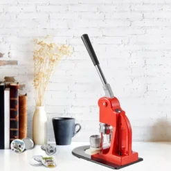 VEVOR Button Maker Machine, 32 Mm (1.25 Inch) Badge Punch Press Kit, Children DIY Gifts Pin Maker, Button Making Supplies, Orange