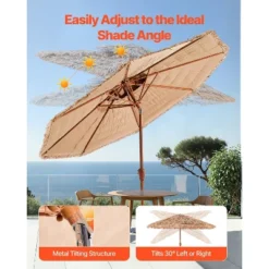 VEVOR Tiki Umbrella, 9 Ft Thatched Patio Umbrella With Tilt, 2-Tier Hawaiian Style Beach Parasol With PP Thatch And 8 Metal Ribs, Original Color -Vevor GUEST b04f0443 1219 4924 b132 a0670f74804b