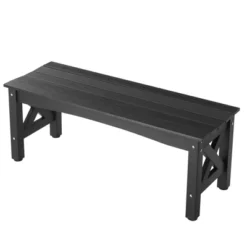 VEVOR Outdoor Bench, 44.5 Inch, 600 Lbs Weight Capacity, Weatherproof Plastic Frame With Adjustable Level Footpads And Thick Leg, Black -Vevor GUEST b0559986 ebdf 4ff7 851b 05d625387897