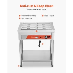 VEVOR 6-Pan Commercial Food Warmer, 6 X 1/3 Pans Electric Steam Table, 1500W Buffet Catering Food Warmer With Undershelf, Stainless Steel,Silver 12 VEVOR 6-Pan Commercial Food Warmer, 6 X 1/3 Pans Electric Steam Table, 1500W Buffet Catering Food Warmer With Undershelf, Stainless Steel,Silver -Vevor GUEST b135e752 a5d0 4ec8 9a7c 2250a692b128