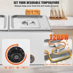 VEVOR 2-Pan Commercial Food Warmer, 18QT Electric Steam Table, 1200W Professional Countertop Stainless Steel Buffet Bain Marie -Vevor GUEST b14e8e5d fdc5 4d4b a8d1 dd8582ba68ba