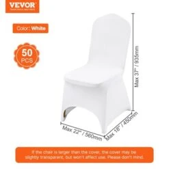 VEVOR Stretch Spandex Folding Chair Covers, Universal Fitted Arched Front Cover, Removable Washable Protective Slipcovers, 50PCS White -Vevor GUEST b1ba7ac5 c539 4e80 bc18 7db0390d7e9d