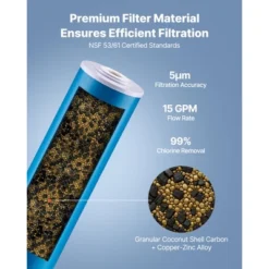 VEVOR Whole House Water Filter Replacement Cartridge, 4.5" X 20" Coconut Shell Activated Carbon KDF Filter For Whole Home Water Filtration, Blue -Vevor GUEST b1f74b4e c2b4 40fa b196 1bf182292b48