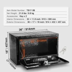 VEVOR Underbody Truck Box, 36" X 17" X 18" Pickup Storage Box, Heavy Duty Aluminum Diamond Plate Tool Box With Lock And Keys -Vevor GUEST b207ffa7 c8b3 4590 b3f0 edecae310e61
