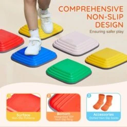 VEVOR Balance Stepping Stones For Kids, 10 PCS, Up To 220 Lbs, Non-Slip Toddlers Sensory Stepping Stones, Toys For Children Aged 3 4 5 6 7 8+ -Vevor GUEST b22752a4 2f18 4d6e ad18 5a41977be314