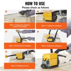 VEVOR Steel Strapping Tool For 1/2"-3/4" Width, 3-in-1 (Tensioner, Crimper, Cutter) Manual Belt Packaging Banding Machine, Yellow -Vevor GUEST b25ee3ee 93a3 4955 b793 8f6a750dbea6