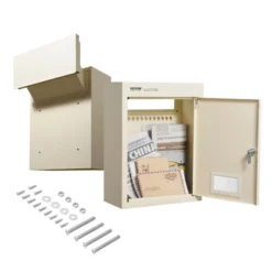 VEVOR Through The Wall Drop Box, Heavy Duty Steel Through The Wall Mailbox With 2.8-7.9" 13" Combination Lock, 12.5x6.3x16.9" Mail Drop Box, Beige -Vevor GUEST b27d495d 07ca 4e00 8238 f77c372c65b2