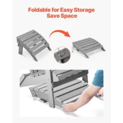 VEVOR Adirondack Ottoman, 16.9L X 18.9W X 13H Inch HDPE Plastic Folding Adirondack Ottoman, Weather-Resistant Foot Rest For Adirondack Chair, Gray -Vevor GUEST b2c11dd3 7e1c 4cdb 877b 9d3f616d2be2