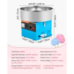 VEVOR Cotton Candy Machine Commercial, 1000W Electric Candy Floss Maker, Easy Use With 15 Inch Stainless Steel Bowl And Sugar Scoop, Blue -Vevor GUEST b2c8482e 8d27 42cb 9aa7 8bfc33845fce