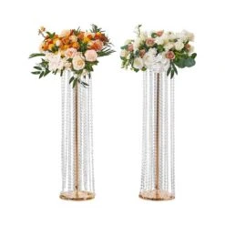 VEVOR 2PCS 35.43inch /90cm Tall Crystal Wedding Flowers Stand, Luxurious Centerpieces Flower Vases Crystal Gold Vase Metal -Vevor GUEST b312dbc4 320f 417d bdba a41fc240e9fb