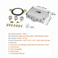VEVOR Hydraulic Pressure Test Kit, 250/400/600bar, 3 Gauges 9 Test Couplings 3 Test Hoses, Excavator Hydraulic Test Gauge Set, Silver -Vevor GUEST b370ed65 e0a5 43d5 8d1f 763e21bb98d7
