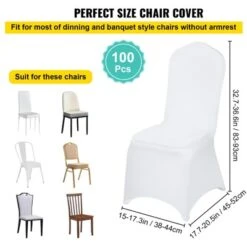 VEVOR Stretch Spandex Folding Chair Covers, Universal Fitted Chair Cover, Removable Washable Protective Slipcovers, (100PCS White) -Vevor GUEST b380979f 20c0 4816 a974 c34c268829e4