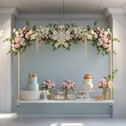 Vevor 15 VEVOR Over The Table Rod Stand With Clamps, 13"-42" Tall & 28"-98" Length Adjustable, 2 Packs Table Arch Stand, Tabletop Balloon Arch Frame, Gold