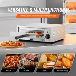 VEVOR Countertop Electric Pizza Oven, 12-inch, 1500W, 122-662℉ Temp Range, Stainless Steel Construction And Easy-to-Clean Crumb Tray -Vevor GUEST b3bc1e82 eae4 4885 a4da 0c7664b90d5c