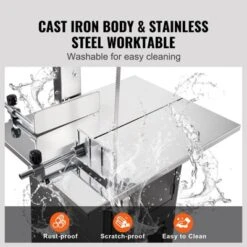 VEVOR Commercial Electric Meat Bandsaw, 550W Stainless Steel Vertical Bone Sawing Machine, 19.1"x15" Workbench, 7.09 Inch Cutting Thickness, Grey -Vevor GUEST b3f94d31 8f70 4569 81d0 bf1afc6cdefb