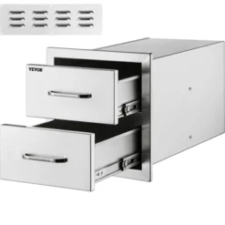 VEVOR Outdoor Kitchen Drawers 18W X 20.6H X 12.7D Inch, Flush Mount Double BBQ Drawers Stainless Steel With Handle, BBQ Island Drawers,Silver -Vevor GUEST b408f4a6 e50d 4e62 b446 382b2788a6cf