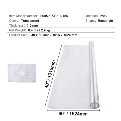VEVOR Plastic Table Cover, 40 X 60 Inch 1.5 Mm Thick Clear Table Protector, Rectangle PVC Desk Mat, Waterproof & Easy Cleaning, Transparent 7 VEVOR Plastic Table Cover, 40 X 60 Inch 1.5 Mm Thick Clear Table Protector, Rectangle PVC Desk Mat, Waterproof & Easy Cleaning, Transparent - Image 7