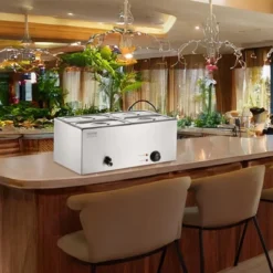 VEVOR 4-Pan Commercial Food Warmer, 15.9QT Electric Steam Table, 1200W Professional Countertop Stainless Steel Buffet Bain Marie
