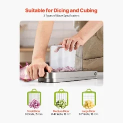 VEVOR Vegetable Chopper, Food Veggie Cutter With 3 Stainless Steel Blades, Onion Slicer With Container, Silver -Vevor GUEST b486cded c366 458c 91ea 98e239f133de