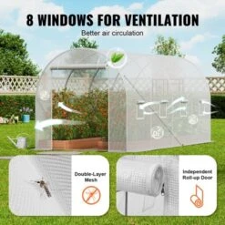 VEVOR Walk-in Tunnel Greenhouse, 14.6x6.4x6.3 Ft Hoop House Greenhouse Tunnel With Galvanized Steel Frame, White PE Cover, 8 Windows -Vevor GUEST b4ba05fc 80fa 4a02 bf49 b74999d11fac