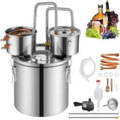 VEVOR Alcohol Still, 5 Gal / 19 L Stainless Steel Water Alcohol Distiller With Copper Coil For Fast Cooling, Dual Condenser Distiller Kit, Silver 15 VEVOR Alcohol Still, 5 Gal / 19 L Stainless Steel Water Alcohol Distiller With Copper Coil For Fast Cooling, Dual Condenser Distiller Kit, Silver -Vevor GUEST b4d31c34 1c86 4be1 923e 01457718e707