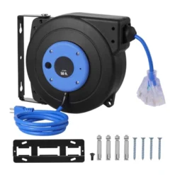 VEVOR Retractable Extension Cord Reel, 50 FT, Heavy Duty 14AWG/3C SJTOW Retractable Power Cord With Lighted Triple Tap Outlet, Black -Vevor GUEST b4de9668 28cf 4988 b4f3 75d67b62d484