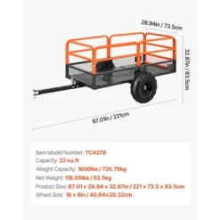 VEVOR Garden Utility Trailer, 22 Cu. Ft. & 1600lbs, ATV UTV Trailer, Tow Behind Steel Dump Trailers, Removable Rear Panel, Black -Vevor GUEST b5272144 5603 4611 8882 6a9c93b898fb