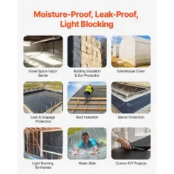 VEVOR 10' X 100' Plastic Sheeting Heavy Duty, 6 Mil Thick Plastic Sheeting Roll, Plastic Drop Cloth Painters Tarp Covering -Vevor GUEST b54eb40f 068d 4abc ab5b d78aa1077d9f 1